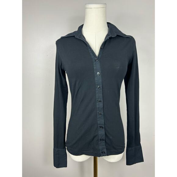 Anne Fontaine Nuage Button up Shirt Black Sz 0-2 Quiet Luxary Parisian - Picture 3 of 11